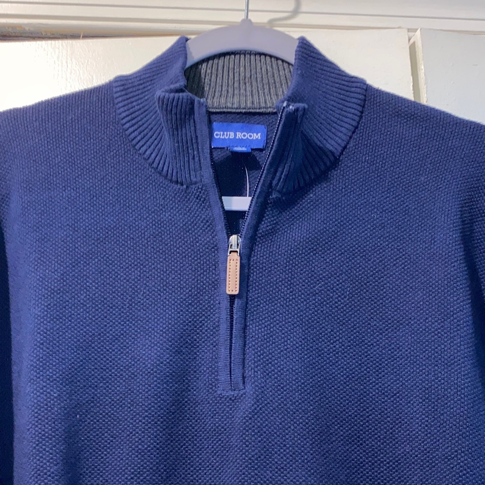 Club Room Men's Navy Zip-Up Sweater - Picture 3 of 4